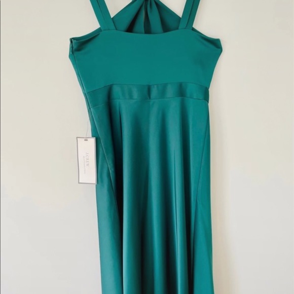 NWT J.Crew Emerald Green Satin Midi Dress – Size 4 - Picture 3 of 13